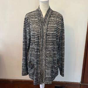 Jones New York Sport black white long sleeve open cardigan Size XL